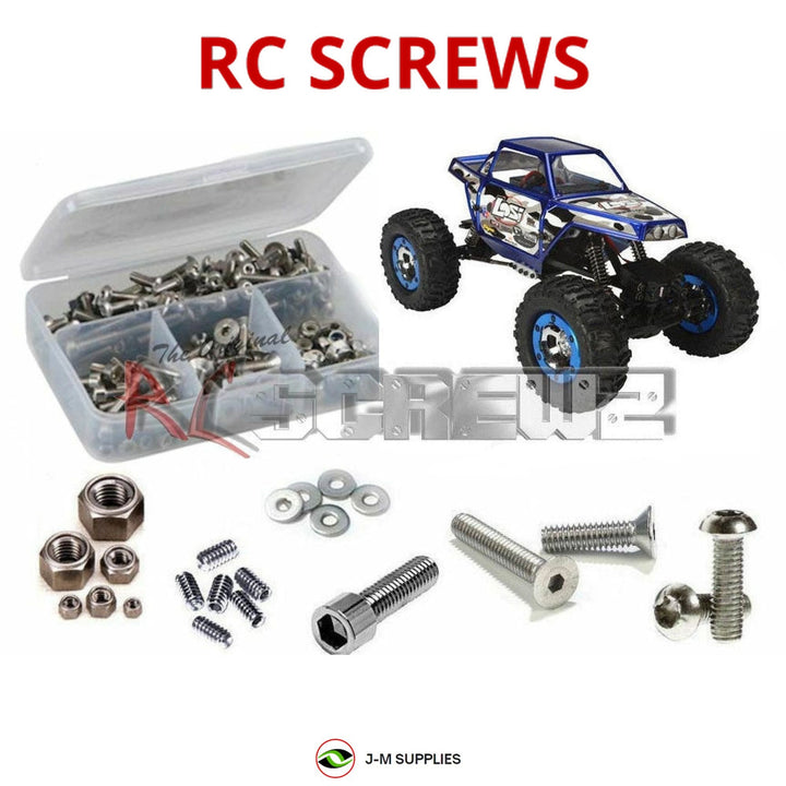 Representative image of an RCScrewZ stainless steel screw kit for Losi Mini Rock Crawler 1/18 Electric 4WD (LOSB0222); exact kit contents vary by RC model.