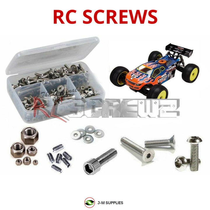 Representative image of an RCScrewZ stainless steel screw kit for Losi 8IGHT-T 2.0 RTR 1/8 Nitro 4WD Truggy (LOSB0085); exact kit contents vary by RC model.