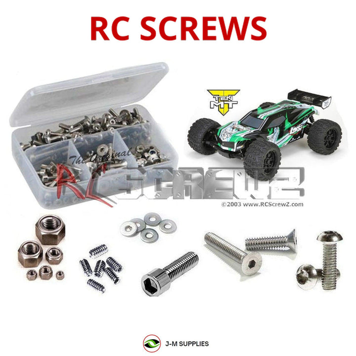 Representative image of an RCScrewZ stainless steel screw kit for Losi TEN-MT 1/10 Electric 4WD Monster Truck (LOS03006); exact kit contents vary by RC model.