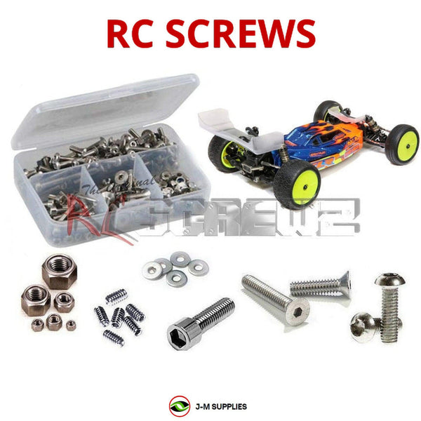 Representative image of an RCScrewZ stainless steel screw kit for Losi TLR 22 5.0 DC/SR 1/10 Elec. 2WD Buggy (TLR03014, TLR03016); exact kit contents vary by RC model.