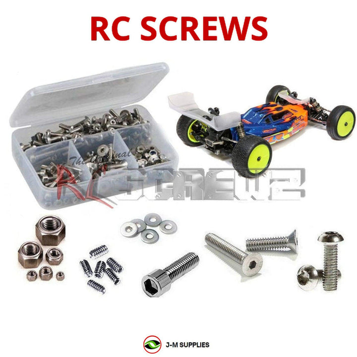 Representative image of an RCScrewZ stainless steel screw kit for Losi TLR 22 5.0 DC/SR 1/10 Elec. 2WD Buggy (TLR03014, TLR03016); exact kit contents vary by RC model.