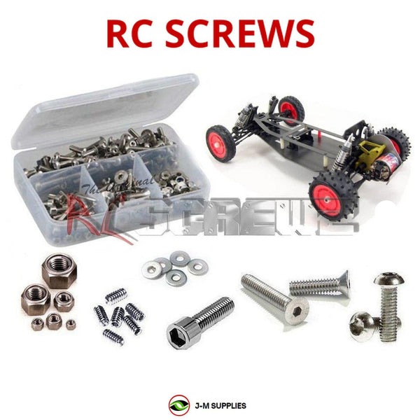 Representative image of an RCScrewZ stainless steel screw kit for Team Losi JRX-Pro / SE 1/10 Electric 2WD Buggy (A0020, A0021); exact kit contents vary by RC model.