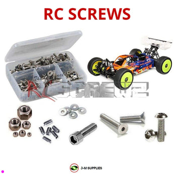 Representative image of an RCScrewZ stainless steel screw kit for Losi TLR 8IGHT-X Elite 1/8 Nitro 4WD Buggy (TLR04010); exact kit contents vary by RC model.