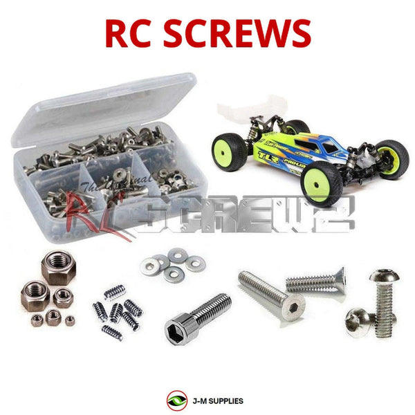 Representative image of an RCScrewZ stainless steel screw kit for Losi TLR 22X-4 Elite 1/10 Electric 4WD Buggy (TLR03026); exact kit contents vary by RC model.