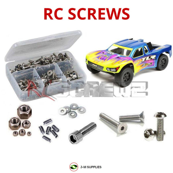 Representative image of an RCScrewZ stainless steel screw kit for TLR 22SCT 3.0 MM 1/10 Electric 2WD SCT (TLR03009); exact kit contents vary by RC model.