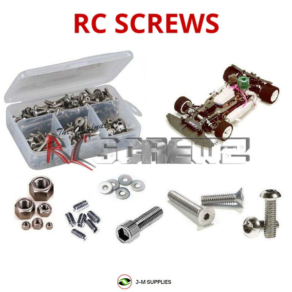 Representative image of an RCScrewZ stainless steel screw kit for Mugen Seiki MRX-2 1/8 Nitro On-Road; exact kit contents vary by RC model.