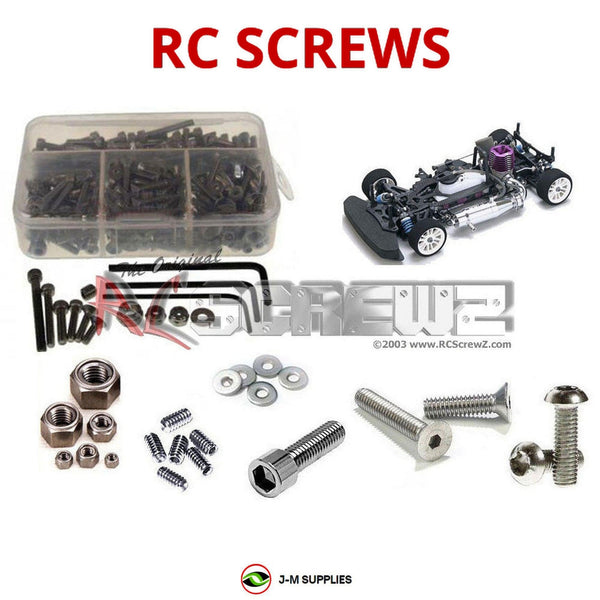 Representative image of an RCScrewZ stainless steel screw kit for Mugen Seiki MTX-4R; exact kit contents vary by RC model.