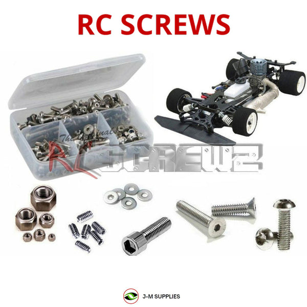 Representative image of an RCScrewZ stainless steel screw kit for Mugen Seiki MRX-4X 1/8 Nitro On-road Car; exact kit contents vary by RC model.