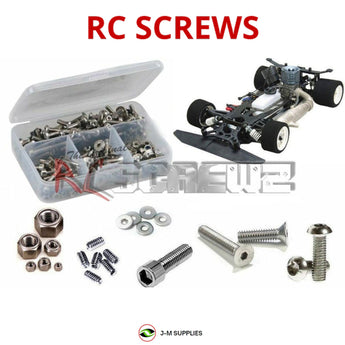 Representative image of an RCScrewZ stainless steel screw kit for Mugen Seiki MRX-4X 1/8 Nitro On-road Car; exact kit contents vary by RC model.