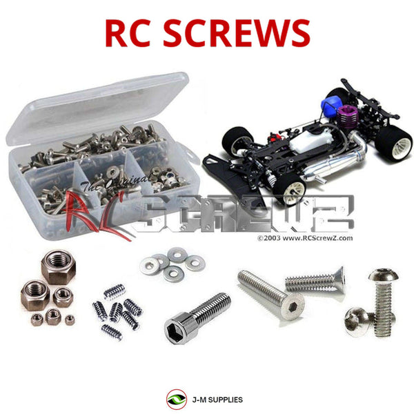 Representative image of an RCScrewZ stainless steel screw kit for Mugen Seiki MRX-5; exact kit contents vary by RC model.