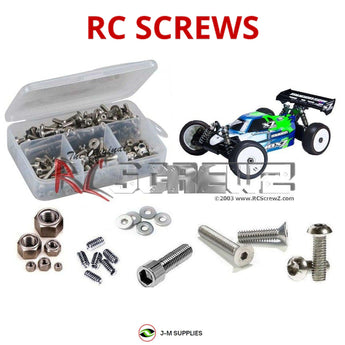 Representative image of an RCScrewZ stainless steel screw kit for Mugen Seiki MBX-7E 1/8th Buggy; exact kit contents vary by RC model.