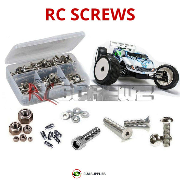 Representative image of an RCScrewZ stainless steel screw kit for Mugen Seiki MBX-7T Eco; exact kit contents vary by RC model.