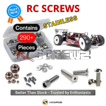 Representative image of an RCScrewZ stainless steel screw kit for Mugen Seiki MBX-7R 1/8 Nitro Buggy (#E2015); exact kit contents vary by RC model.