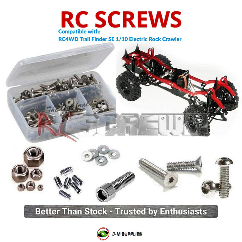 Representative image of an RCScrewZ stainless steel screw kit for RC4WD Trail Finder SE 1/10 Electric Rock Crawler; exact kit contents vary by RC model.