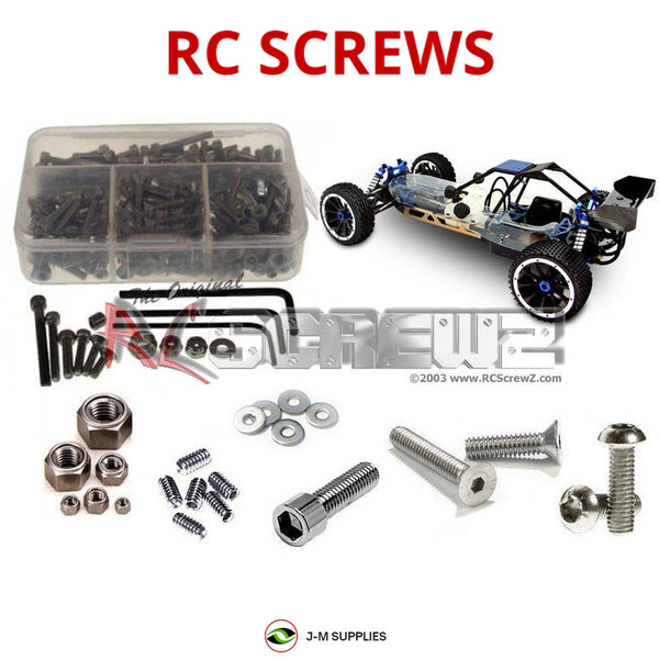 Representative image of an RCScrewZ stainless steel screw kit for Redcat Dunerunner 2WD 1/5 Gas Buggy; exact kit contents vary by RC model.
