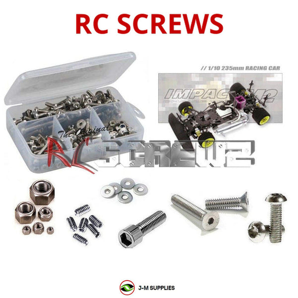 Representative image of an RCScrewZ stainless steel screw kit for Serpent Impact M2 4WD 1/10 Nitro Car (#808060); exact kit contents vary by RC model.