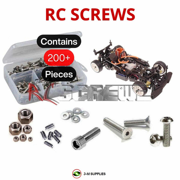 Representative image of an RCScrewZ stainless steel screw kit for Serpent 710 1/0th Nitro Touring Car (#802000); exact kit contents vary by RC model.