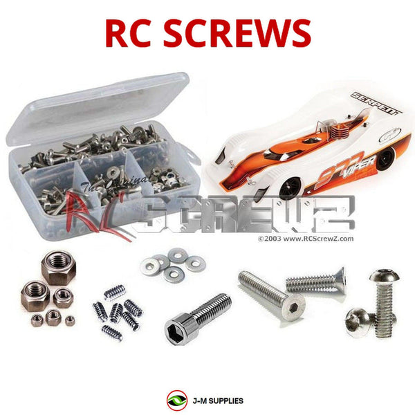 Representative image of an RCScrewZ stainless steel screw kit for Serpent Viper 977 1/8 Onroad (903012); exact kit contents vary by RC model.
