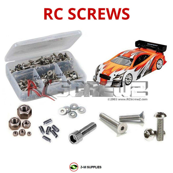 Representative image of an RCScrewZ stainless steel screw kit for Serpent Natrix 748e; exact kit contents vary by RC model.