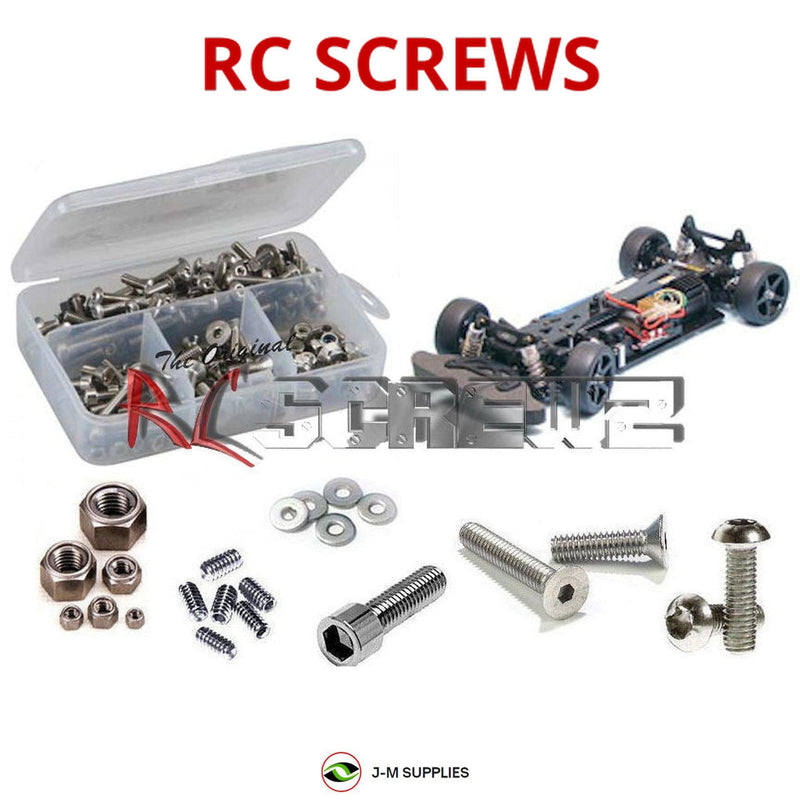 Representative image of an RCScrewZ stainless steel screw kit for Tamiya TB Evolution 1/10 Electric 4WD On-Road (58267); exact kit contents vary by RC model.