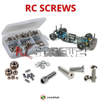 Representative image of an RCScrewZ stainless steel screw kit for Tamiya TRF414M 1/10 Electric 4WD Touring Car (49175); exact kit contents vary by RC model.