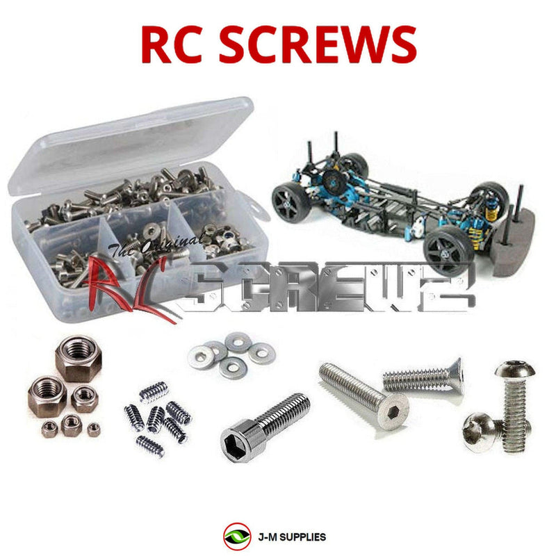 Representative image of an RCScrewZ stainless steel screw kit for Tamiya TRF414M 1/10 Electric 4WD Touring Car (49175); exact kit contents vary by RC model.