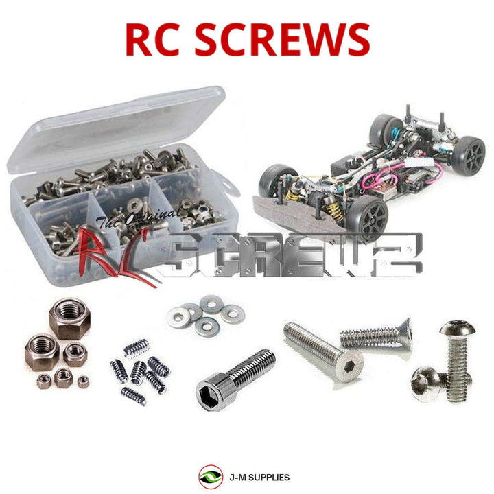 Representative image of an RCScrewZ stainless steel screw kit for Tamiya TA04 Pro Belt Drive 1/10 4WD Touring Car (58261); exact kit contents vary by RC model.