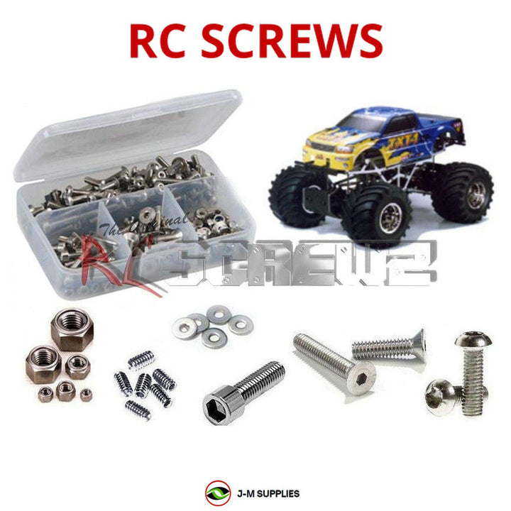 Representative image of an RCScrewZ stainless steel screw kit for Tamiya TXT-1 Extreme Truck 1/10 Electric 4WD (58280); exact kit contents vary by RC model.