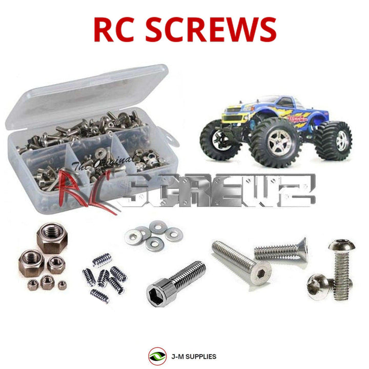 Representative image of an RCScrewZ stainless steel screw kit for Tamiya Terra Crusher 1/8 Nitro 4WD Monster Truck (43501); exact kit contents vary by RC model.