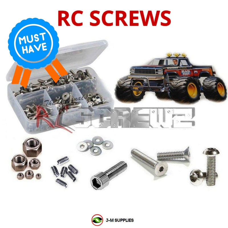 Representative image of an RCScrewZ stainless steel screw kit for Tamiya Blackfoot F-150 1/10 Electric 2WD Truck (58058); exact kit contents vary by RC model.