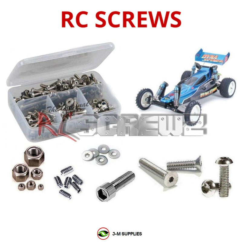 Representative image of an RCScrewZ stainless steel screw kit for Tamiya Dyna Storm 1/10 Electric 2WD Buggy (58116); exact kit contents vary by RC model.