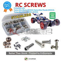 Representative image of an RCScrewZ stainless steel screw kit for Tamiya Nitro Blaster NDF-01 1/10 Nitro 4WD Buggy (43521); exact kit contents vary by RC model.