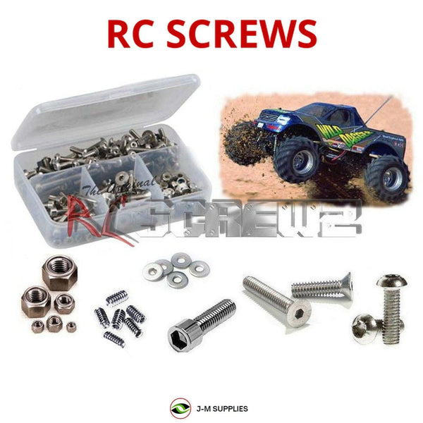 Representative image of an RCScrewZ stainless steel screw kit for Tamiya Wild Dagger WR-01 1/10 Electric 4WD Monster Truck (58231); exact kit contents vary by RC model.
