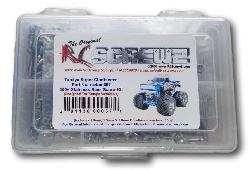 RCScrewZ Stainless Steel Screw Kit tam057 for Tamiya Super Clod Buster 1/10 Electric 4WD Monster Truck (#58321) | SET