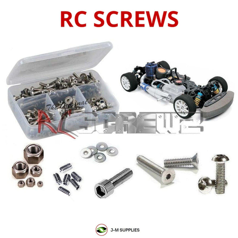 Representative image of an RCScrewZ stainless steel screw kit for Tamiya TG10 Mk.2 1/10 Nitro 4WD Touring Car (44042); exact kit contents vary by RC model.