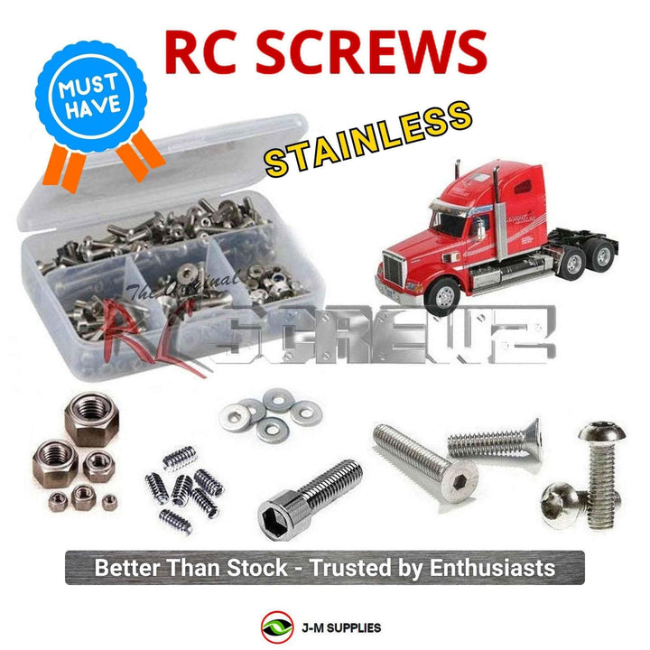 Representative image of an RCScrewZ stainless steel screw kit for Tamiya Knight Hauler 1/14 Electric 6x4 Semi Truck (56314); exact kit contents vary by RC model.