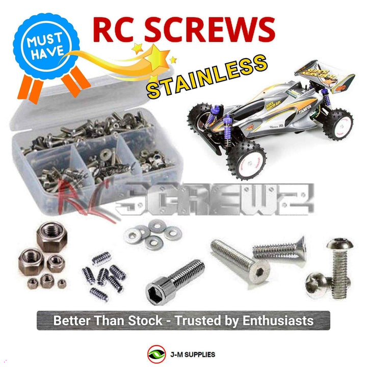 Representative image of an RCScrewZ stainless steel screw kit for Tamiya Manta Ray 2005 1/10 Electric 4WD Buggy (58360); exact kit contents vary by RC model.