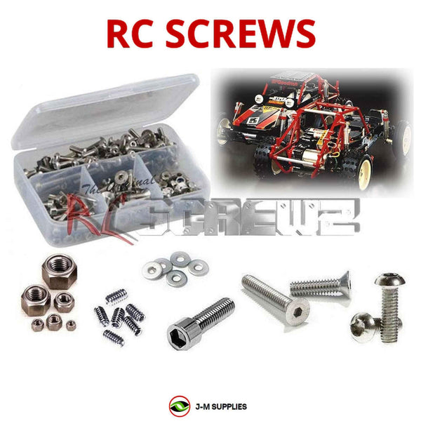 Representative image of an RCScrewZ stainless steel screw kit for Tamiya Wild One 1/10 Electric 2WD Buggy (58050); exact kit contents vary by RC model.
