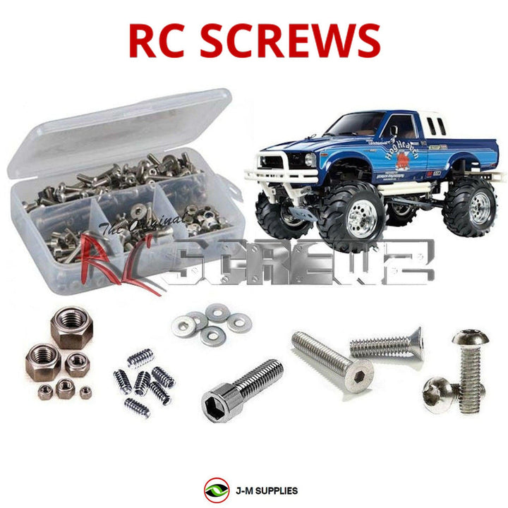 Representative image of an RCScrewZ stainless steel screw kit for Tamiya Hilux High-Lift 1/10 Electric 4WD Truck (58397); exact kit contents vary by RC model.