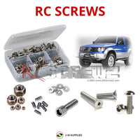 Representative image of an RCScrewZ stainless steel screw kit for Tamiya Mitsubishi Pajero Rally CC-01 1/10 4WD SUV (58602); exact kit contents vary by RC model.