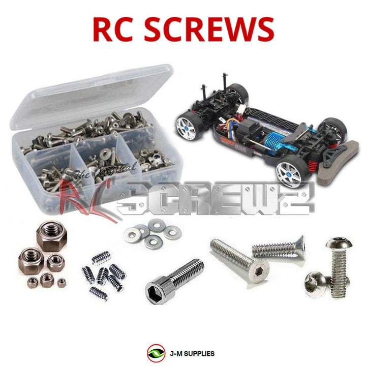 Representative image of an RCScrewZ stainless steel screw kit for Tamiya TT-01R Type-E 1/10 Electric 4WD Touring Car (58450); exact kit contents vary by RC model.