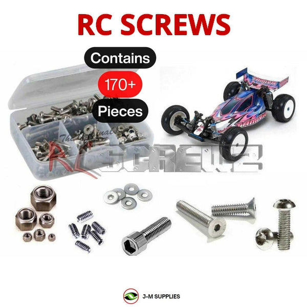 Representative image of an RCScrewZ stainless steel screw kit for Tamiya TRF201 1/10 Electric 2WD Buggy (42167); exact kit contents vary by RC model.