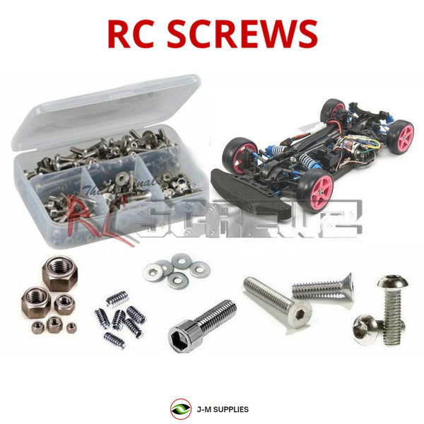 Representative image of an RCScrewZ stainless steel screw kit for Tamiya TA05 V2-R 1/10 Electric 4WD Touring Car (84159); exact kit contents vary by RC model.