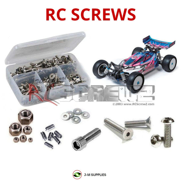 Representative image of an RCScrewZ stainless steel screw kit for Tamiya TRF502X 1/10 Electric 4WD Buggy (42183); exact kit contents vary by RC model.