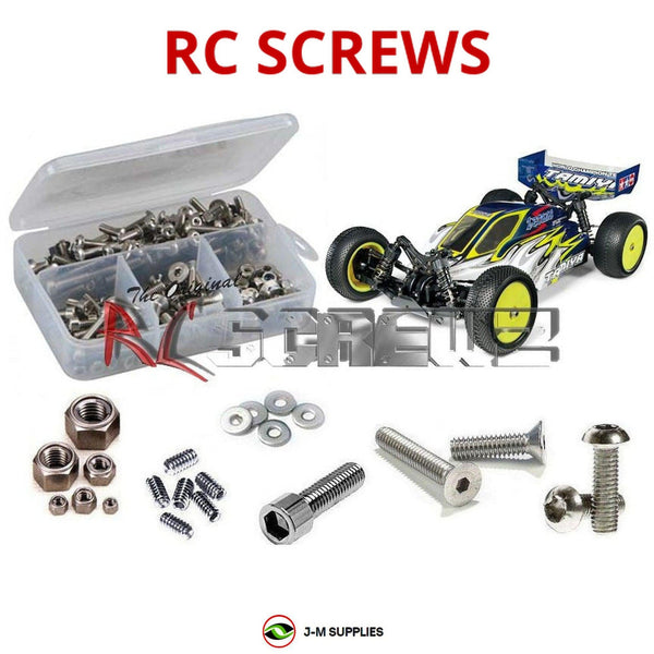 Representative image of an RCScrewZ stainless steel screw kit for Tamiya DB02 Leonis 1/10 Electric 4WD Buggy (58507); exact kit contents vary by RC model.