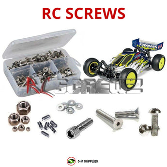 Representative image of an RCScrewZ stainless steel screw kit for Tamiya DB02 Leonis 1/10 Electric 4WD Buggy (58507); exact kit contents vary by RC model.