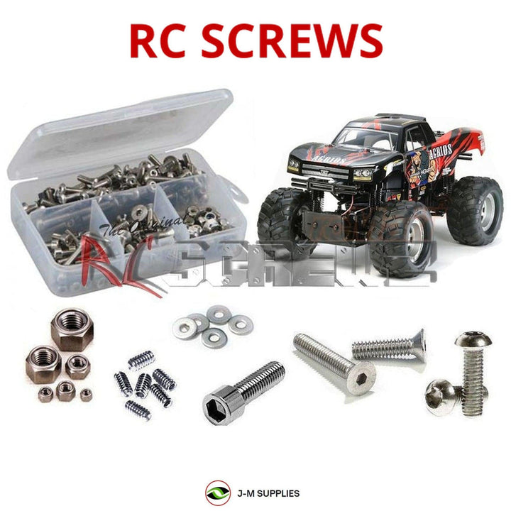 Representative image of an RCScrewZ stainless steel screw kit for Tamiya TXT-2 Agrios 1/10 Electric 4WD Monster Truck (58549); exact kit contents vary by RC model.