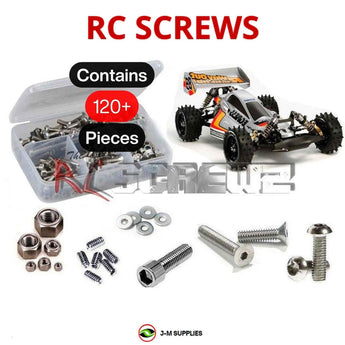 Representative image of an RCScrewZ stainless steel screw kit for Tamiya Egress 2013 1/10 Electric 4WD Off-Road Buggy (58583); exact kit contents vary by RC model.