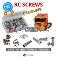 Representative image of an RCScrewZ stainless steel screw kit for Tamiya Scania R620/R470 1/14 Electric 6x4 Truck (56323, 56338); exact kit contents vary by RC model.
