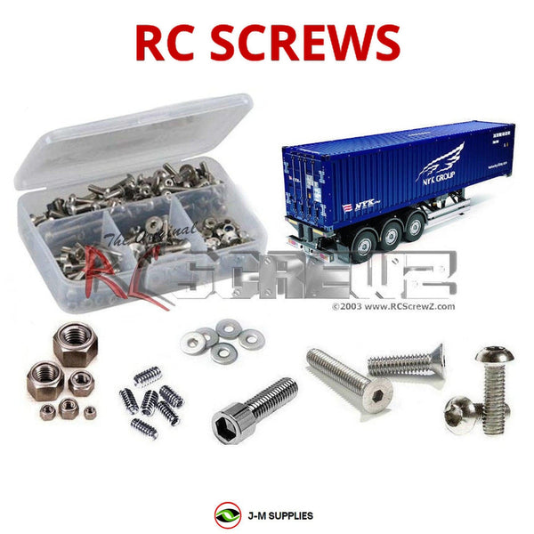 Representative image of an RCScrewZ stainless steel screw kit for Tamiya NYK Container 1/14 Truck Trailer (56330); exact kit contents vary by RC model.